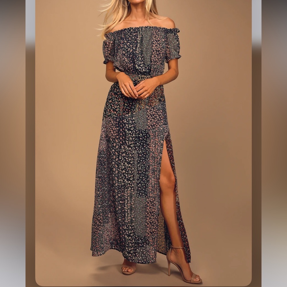 Lulus off-the-shoulder maxi floral dress